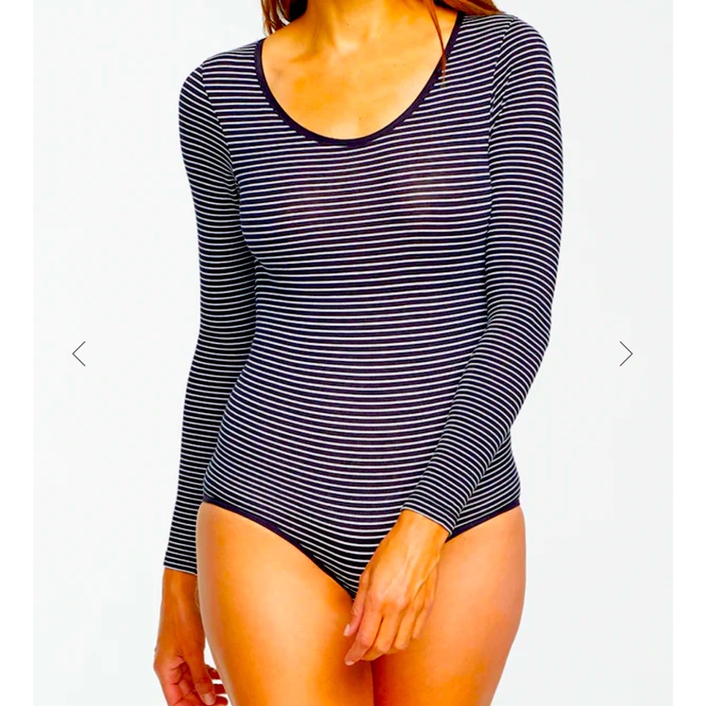 New Long Sleeve Yummie shaping  Bodysuit - black and white  S/M